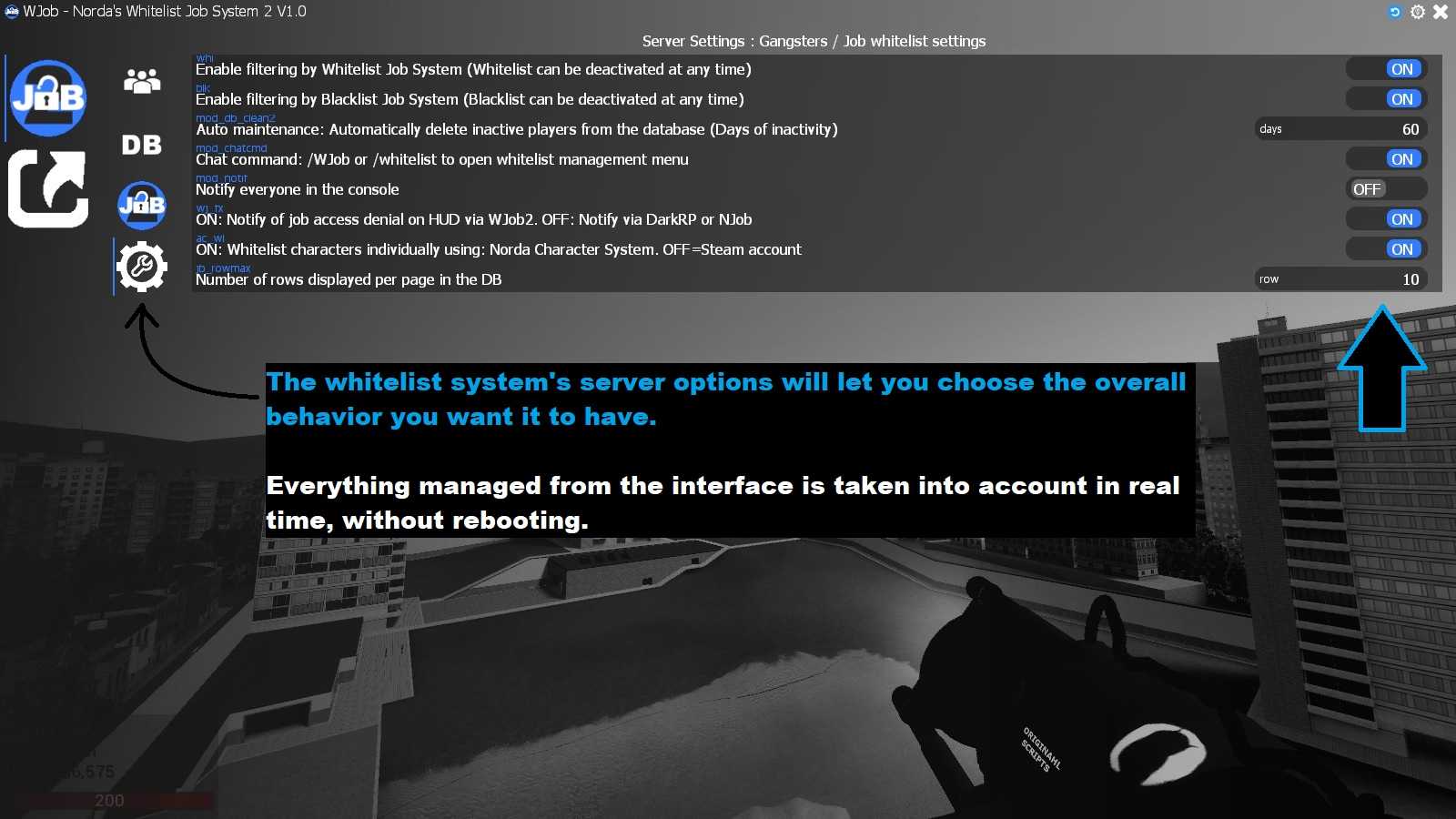 Whitelist Job System Server Settings