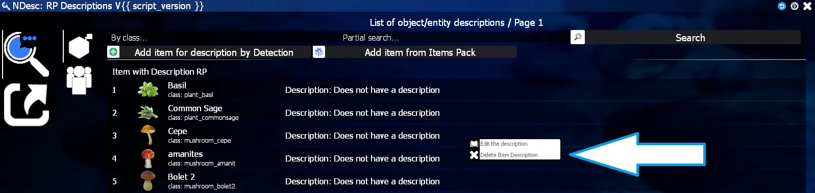 edit or delete an RP description