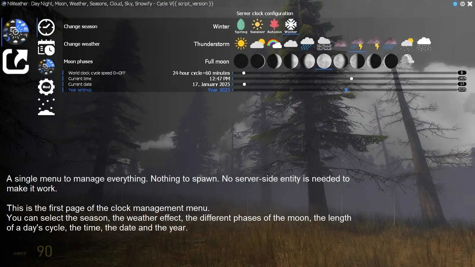 Gmod NWeather addon clock menu