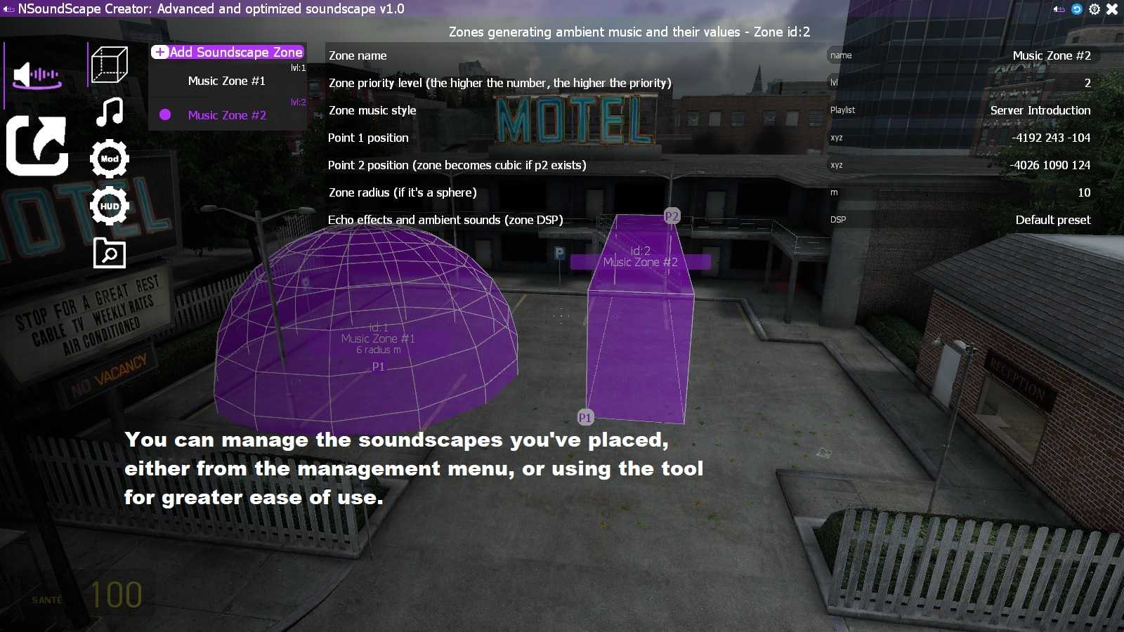 Menu Zone manager - Gmod NSoundscape