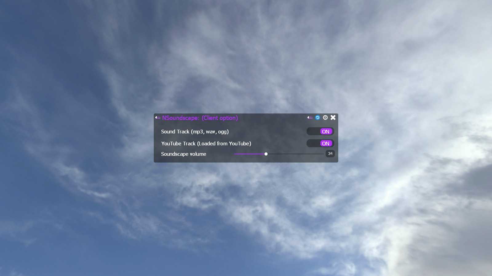 User menu with the console command: nsound_menu - Gmod NSoundscape