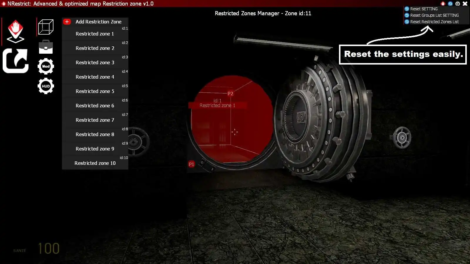 Blue reset button - NRestrictor