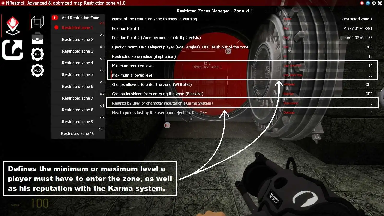 Restrict a zone by reputation on gmod