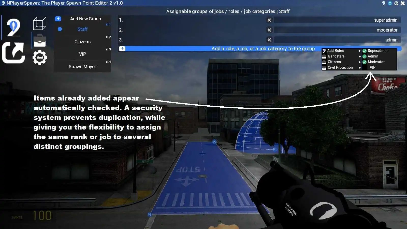 add roles, jobs, teams, job categories - NPlayerSpawn