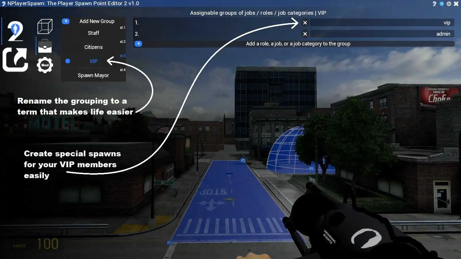 create a group to associate with VIP spawns